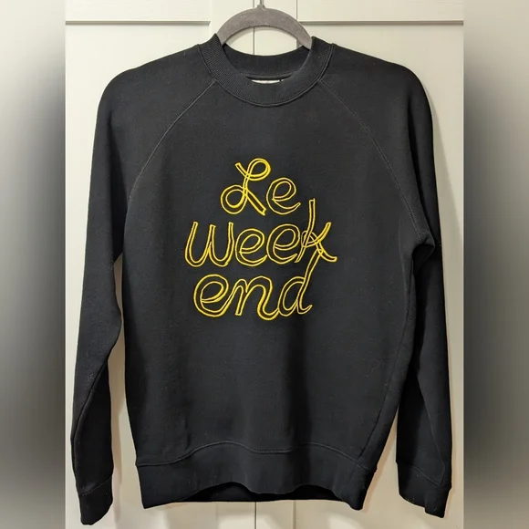 CLARE V. Embroidered Sweatshirt, Marigold and Black, Various Sizes - Picture 4 of 11